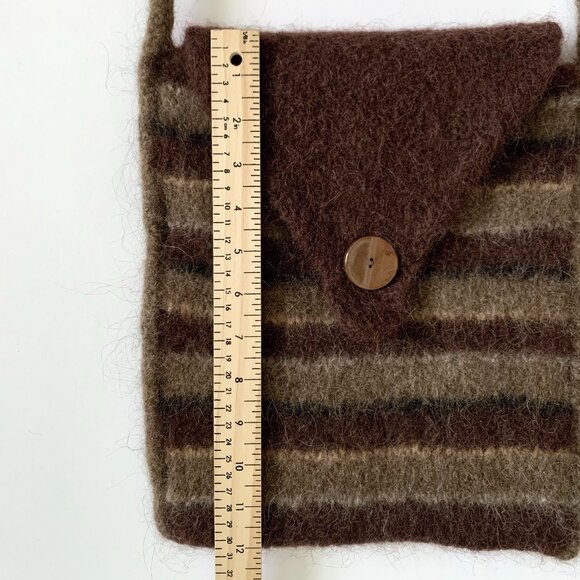 Vintage Wooly Fuzzy Bag Purse Striped Brown Cottagecore Whimsytwee Twee Fairy - Picture 8 of 12